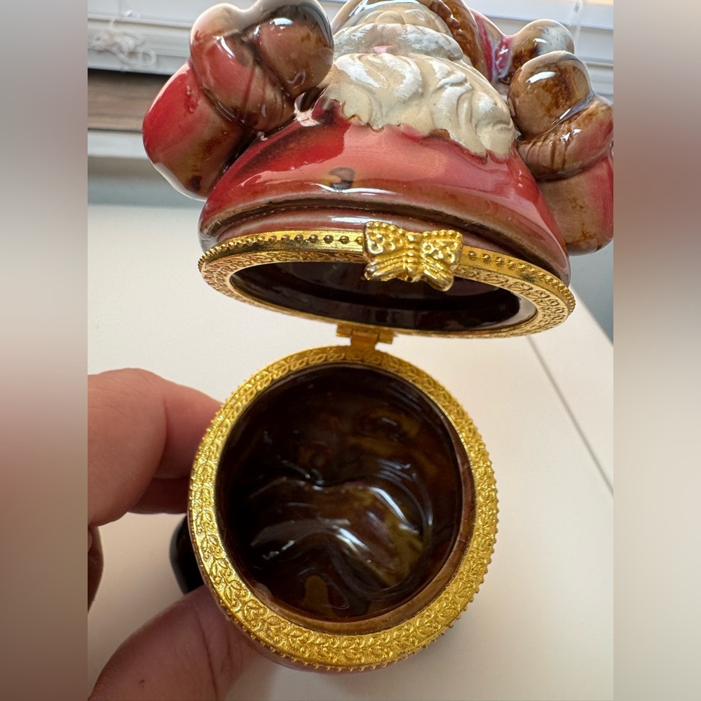 Festive vintage Santa Claus hinge trinket box - Picture 3 of 13